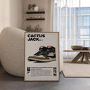 Travis Scott Air Jordan 1 sneaker art print in framed digital wall art style, perfect for modern living room decor — Sneaker Art Print Set of 3, Haus of Prints.