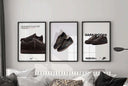 Digital poster of trendy sneakers with a sleek, modern presentation for home styling.