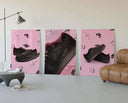 Sneakerhead Shoe Wall Art Set of 3, displaying artistic sneaker prints surrounded by unique motifs.