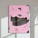 Sneakerhead Shoe Wall Art Set of 3, bold sneaker designs on a vibrant pink background for fashionable decor.