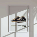 Framed sneaker art printable poster featuring Travis Scott x Nike SB Dunk Low, modern wall decor for living room by Haus of Prints.
