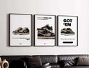 Third poster of sneakers in the set emphasizing contemporary streetwear aesthetics.