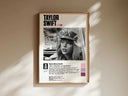 Portrait of Taylor Swift in a stylish poster with her signature, designed for modern wall decor.