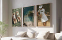 Fashionable tennis art features an athlete in a stylish outfit, ready for action, enhancing any space.