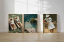 Elegant wall decor featuring two women relaxing by a tennis court, blending fashion and athletic themes beautifully.