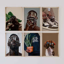 Urban Masculine Wall Art Set of 6 by Haus of Prints, featuring bold Black art celebrating cultural pride.