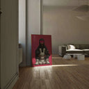 Urban Muse X-Eyes Art Print displayed on the floor with a street-style aesthetic, focusing on its vibrant colors.