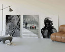 Close-up of Vintage Formula 1 Wall Art featuring race cars on a track, ideal for car enthusiasts.