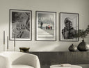 Vintage Formula 1 Wall Art highlighting a dramatic finish line moment with a checkered flag.