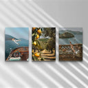 Vintage Seascape Prints Set of 3 featuring a serene coastal scene with a figure jumping into the water.