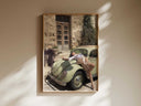 Vintage Trendy Gallery Wall Art Set of 3 featuring framed digital wall art with retro car and stylish pose in warm tones, modern home decor — HAUS OF PRINTS