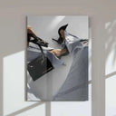 Fashion poster digital wall art featuring black heels and handbag with ripped jeans, modern living room decor, Vogue Fashion Poster Set of 12 by HAUS OF PRINTS