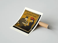 Rolled Man and woman drinking absinthe at table poster beside its crush-resistant kraft shipping tube