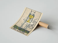 Gently curled Ace of Cups print beside its protective shipping tube