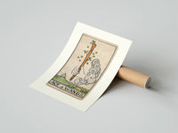 Rolled Hand holding sprouting wooden wand poster beside its crush-resistant kraft shipping tube