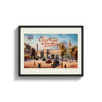Framed London Admiralty Arch and street scene print shown as a wide statement piece on a clean white wall
