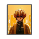 Framed Anime blond-haired young man portrait print displayed as a statement piece