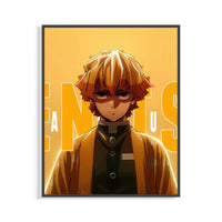 Framed Anime blond-haired young man portrait print displayed as a statement piece