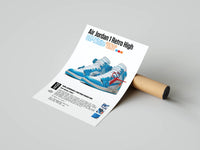 Lost and Found Chicago Air Jordan 1 High OG poster being unrolled from a cardboard shipping tube