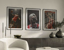 Group of three striking Michael Jordan art prints, celebrating his basketball legacy with vivid colors.