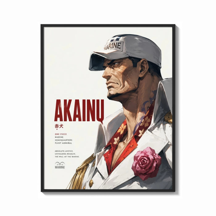 Framed Marine admiral in profile print shown as a bold statement piece on a clean gallery wall