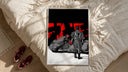 Akira Kaneda Power Bike framed print styled on a bed with sneakers alongside