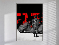 Akira Kaneda Power Bike poster framed in white on a clean gallery wall