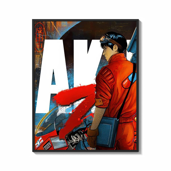 Framed Red Akira Kaneda Jacket print shown as a statement piece on a gallery wall