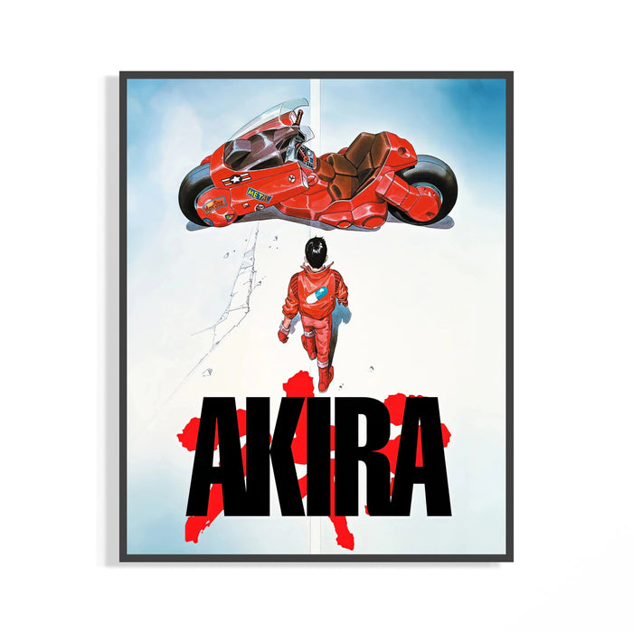 Framed Boy and red motorcycle print displayed as a statement piece