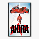 Boy and red motorcycle poster framed on a white gallery wall