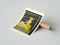 Rolled Woman in yellow eating biscuit poster beside its crush-resistant kraft shipping tube