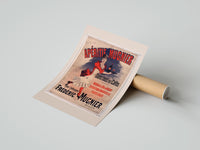 Rolled woman serving aperitif on tray poster beside its crush-resistant kraft shipping tube