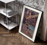 Two children resting in forest poster in a black frame leaning beside a shelf in a raw-plaster loft