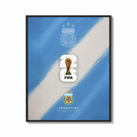 Framed FIFA World Cup 2026 Argentina logo print shown as a bold statement piece on a clean gallery wall
