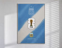 FIFA World Cup 2026 Argentina logo poster in a slim frame on a bright wall with soft window light