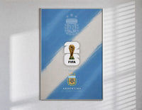 FIFA World Cup 2026 Argentina logo poster in a slim frame on a bright wall with soft window light