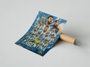Rolled Argentina national football team players poster beside its crush-resistant kraft shipping tube