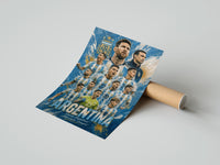 Rolled Argentina national football team players poster beside its crush-resistant kraft shipping tube