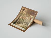 Rolled Bob Cratchit and boys sliding on street poster beside its crush-resistant kraft shipping tube