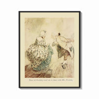 Framed Elderly couple dancing in vintage attire print shown as a bold statement piece on a clean gallery wall