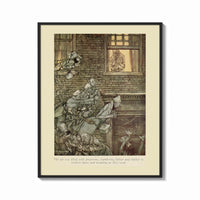 Framed Ghostly phantoms floating outside window print shown as a bold statement piece on a clean gallery wall