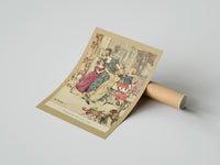 Rolled Woman with children playing indoors poster beside its crush-resistant kraft shipping tube