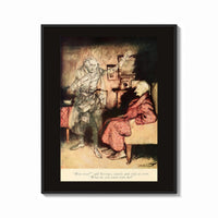 Framed Ghost of Marley visiting Scrooge print shown as a bold statement piece on a clean gallery wall