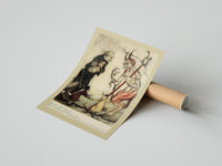Rolled Devil with pitchfork and old man poster beside its crush-resistant kraft shipping tube