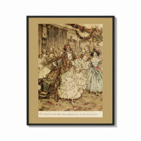 Framed Victorian couples dancing at party print shown as a bold statement piece on a clean gallery wall