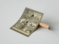 Rolled Chimney sweeps on snowy rooftops poster beside its crush-resistant kraft shipping tube