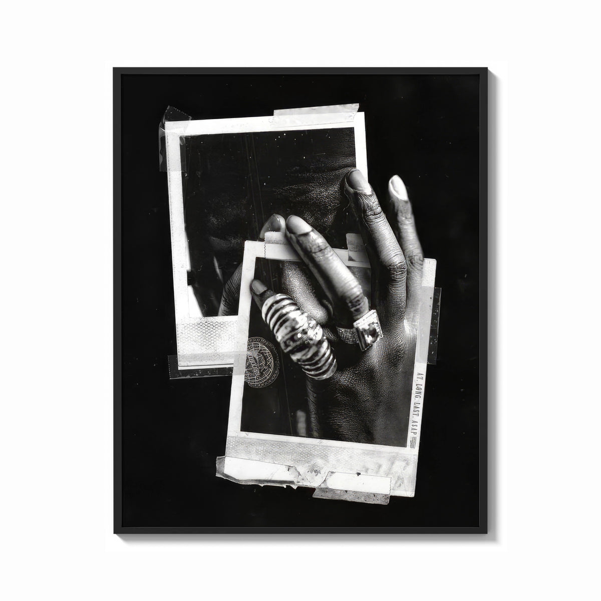 Framed ASAP Rocky At Long Last Rings print shown as a bold statement piece on a clean gallery wall