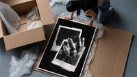 ASAP Rocky At Long Last Rings framed print being unpacked from protective bubble wrap and a box