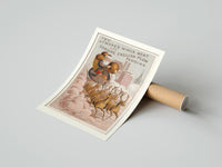 Rolled Santa Claus in reindeer-drawn sleigh poster beside its crush-resistant kraft shipping tube