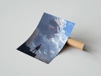 Rolled Soldier facing colossal titan poster beside its crush-resistant kraft shipping tube